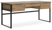 Ashley Furniture Montia Home Office Set featuring a desk and swivel chair, shown from an angled view.