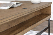 Ashley Furniture Montia Home Office Set with desk, chair, and storage units shown in a modern office setting.