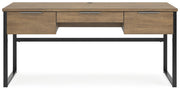 Ashley Furniture Montia Home Office Set featuring a desk, chair, and storage unit with a modern design and dark wood finish.