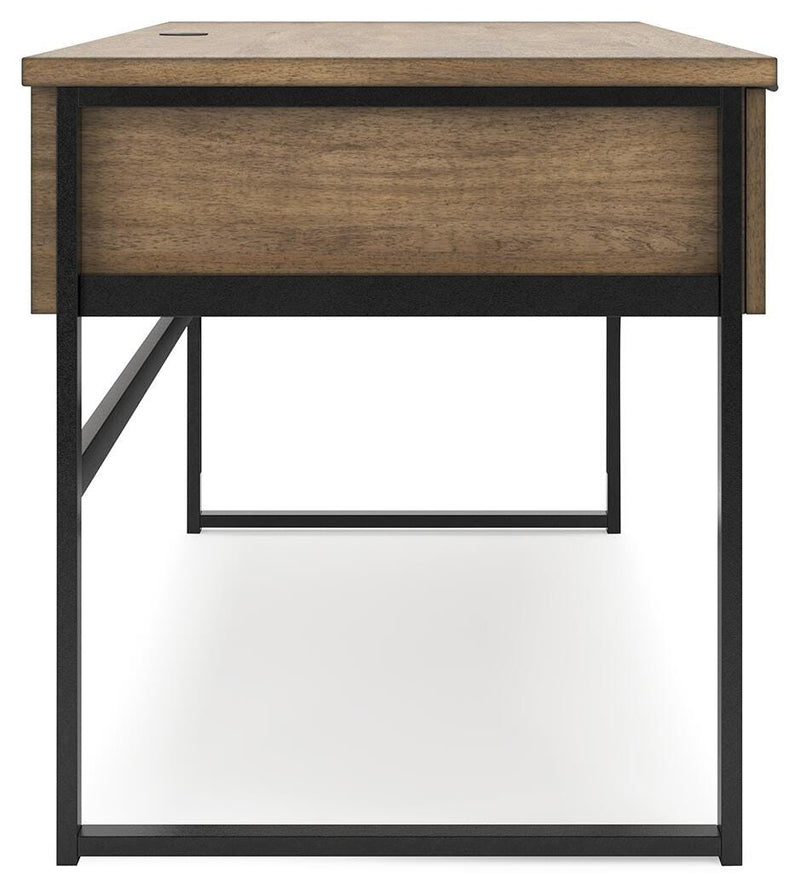 Ashley Furniture Montia home office set with desk and storage cabinet, modern design in a cozy workspace setting