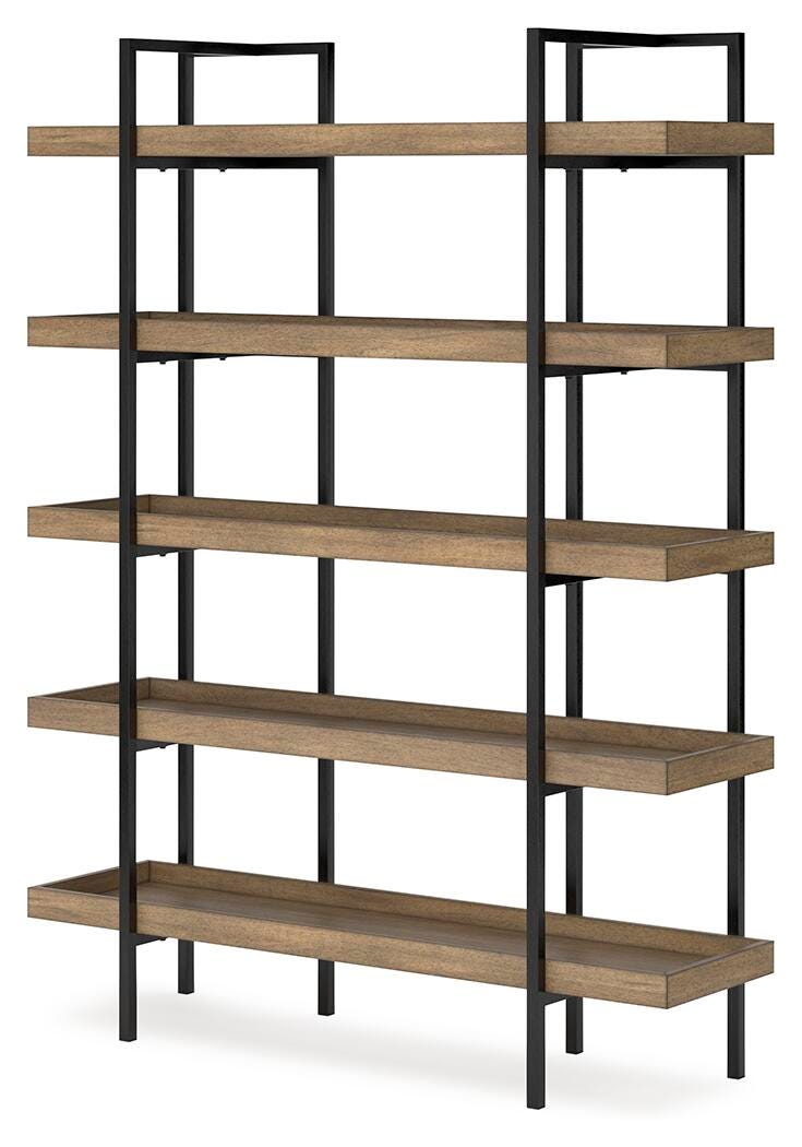Ashley Furniture Montia home office set with desk, chair, and storage components shown from an angled perspective.