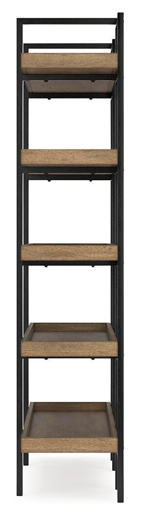 Montia Ashley Furniture home office set featuring a desk, chair, and storage unit in a modern design with wood finish.