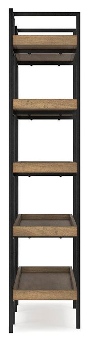 Ashley Furniture Montia Home Office Set with desk and storage units, modern design, natural wood finish, and sleek workspace features.