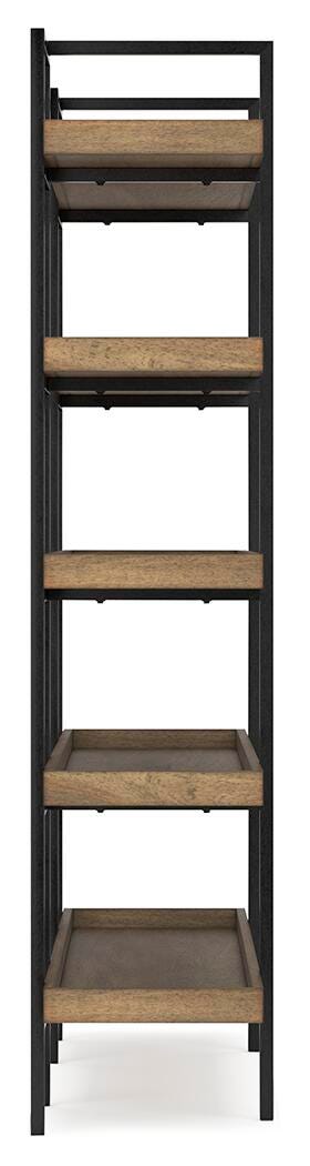 Ashley Furniture Montia Home Office Set with desk and storage units, modern design, natural wood finish, and sleek workspace features.