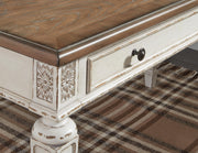 Close-up of the Ashley Furniture Realyn Home Office Set, showing detailed wood finish and modern design elements.