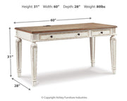 Ashley Furniture Realyn Home Office Set with desk and storage cabinets shown in the image.