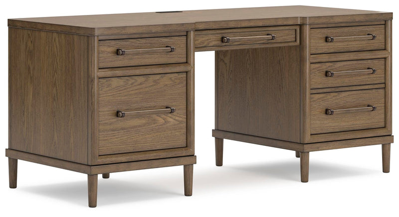 Ashley Furniture Roanhowe Home Office Set with desk, chair, and storage, shown from an angled view in the image.