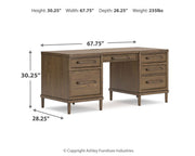 Ashley Furniture Roanhowe Home Office Set with desk and storage units, featuring a modern wood finish and sleek design.