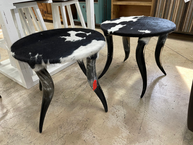 Western Longhorn & Cowhide End Tables