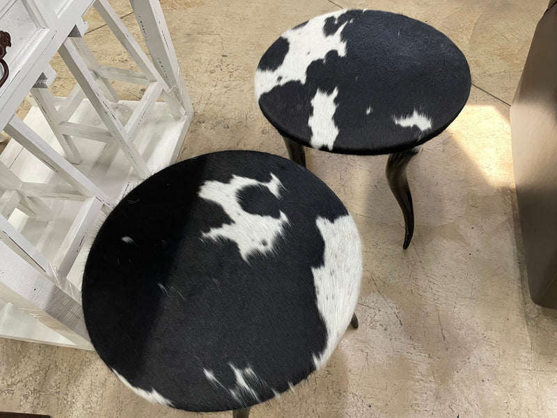 Western Longhorn & Cowhide End Tables