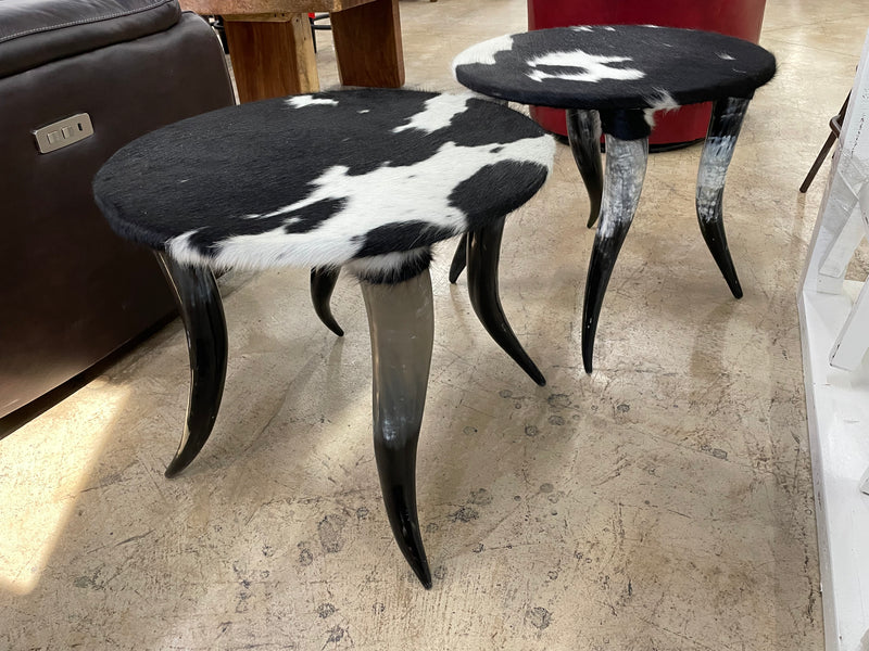 Western Longhorn & Cowhide End Tables