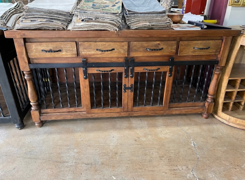 Reclaimed Wood Dog Kennel/Crate with Twisted Iron