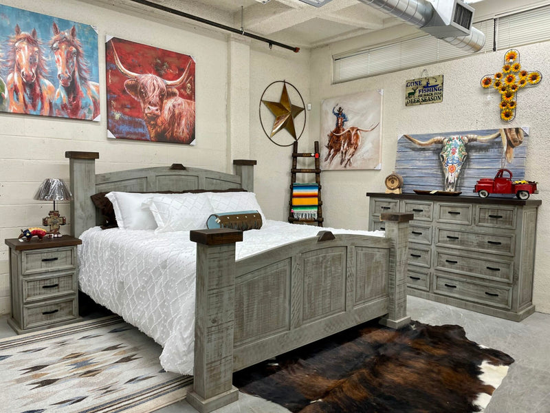 Mansion Collection (Weathered Farmhouse Gray) - two 3 drawer Nightstands