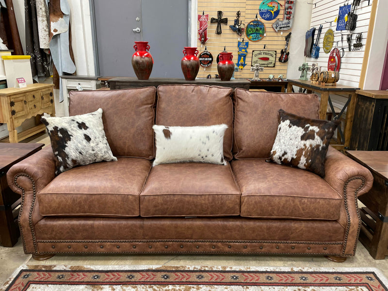 Full Grain Leather Sofa by Mayo - Omaha Rum Finish