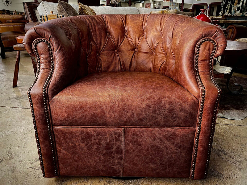 Mayo Furniture Swivel Tufted Leather Chair