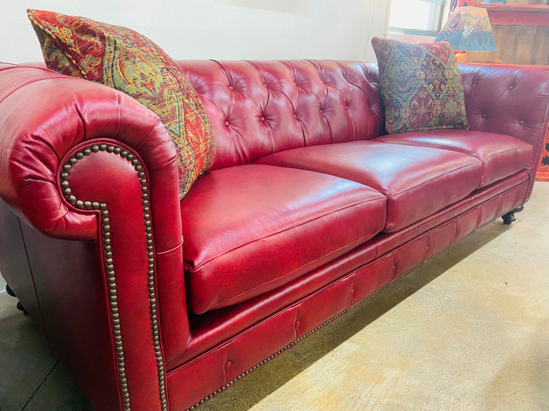 Handcrafted by Mayo Full Grain Leather Tufted Sofa