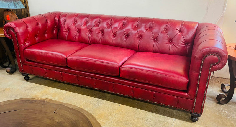 Handcrafted by Mayo Full Grain Leather Tufted Sofa