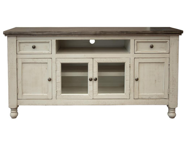 Stone 2-drawer, 4-door TV stand by International Furniture Direct, 70-inch modern entertainment center with ample storage.