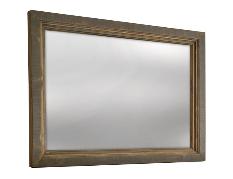 Stone mirror by International Furniture Direct featuring a rustic stone frame and clear reflective glass surface.