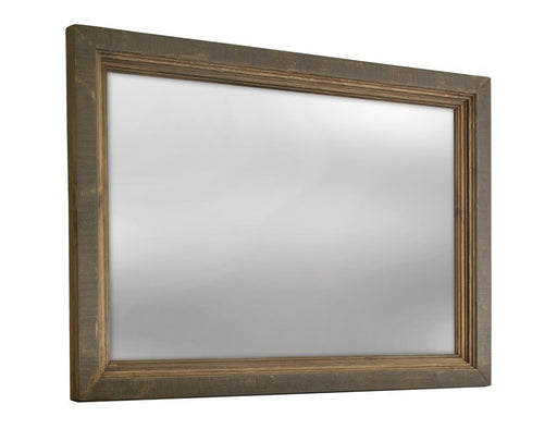 Stone mirror by International Furniture Direct featuring a rustic stone frame and clear reflective glass surface.