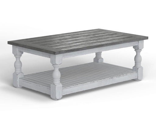Stone cocktail table by International Furniture Direct featuring a sleek, modern design with a smooth stone top and sturdy base.