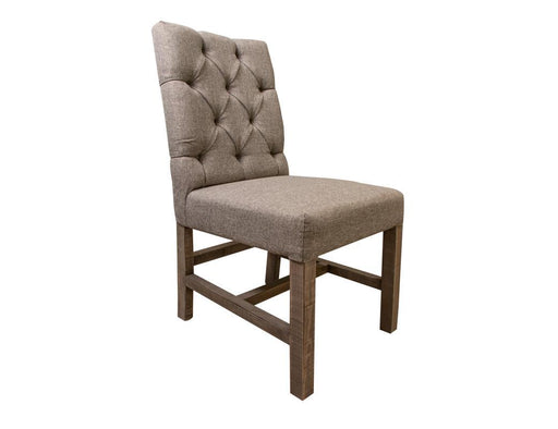 Marble tufted chair with gray fabric upholstery by International Furniture Direct, showcasing elegant tufted detailing and comfortable design.