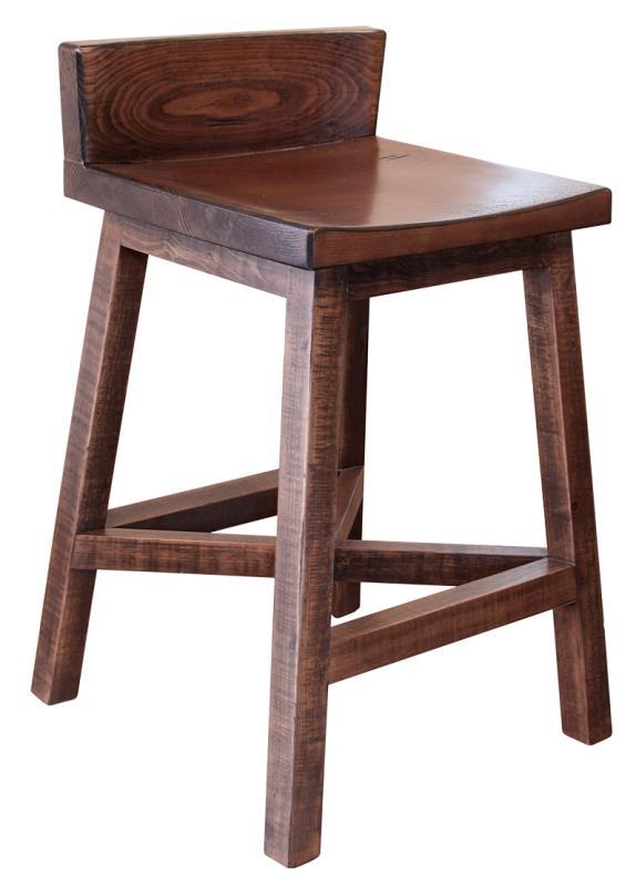 Brown wooden barstool with a 24-inch seat and sturdy base by International Furniture Direct, showcasing a classic design.