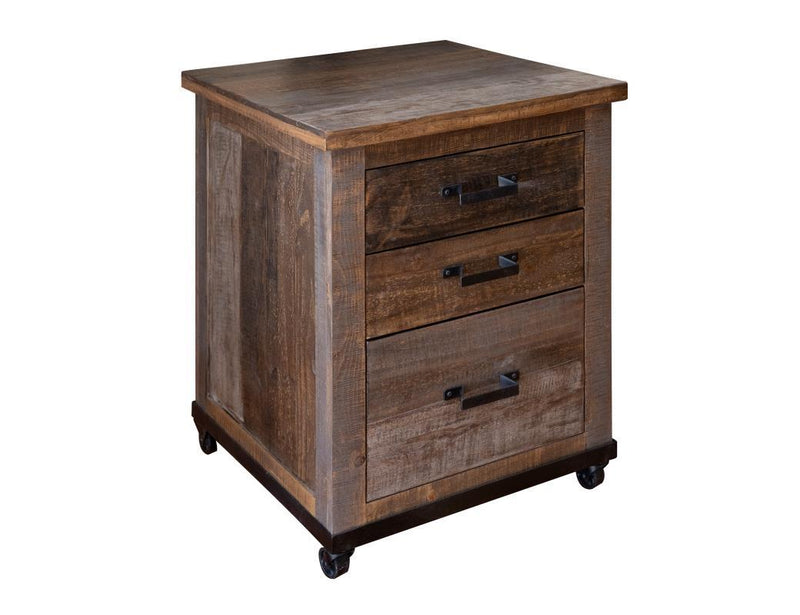 Brown Loft 3-drawer file cabinet by International Furniture Direct, fits letter and legal size documents, sturdy wooden storage unit.