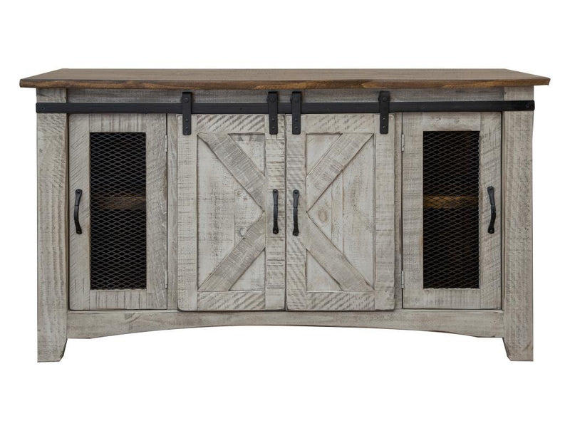 Gray Pueblo 4-door 60-inch TV stand by International Furniture Direct with a modern design and spacious storage.