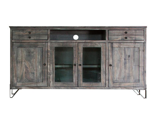 Modern Moro 70-inch TV stand by International Furniture Direct with 2 drawers, 2 doors, and glass doors for stylish media storage.