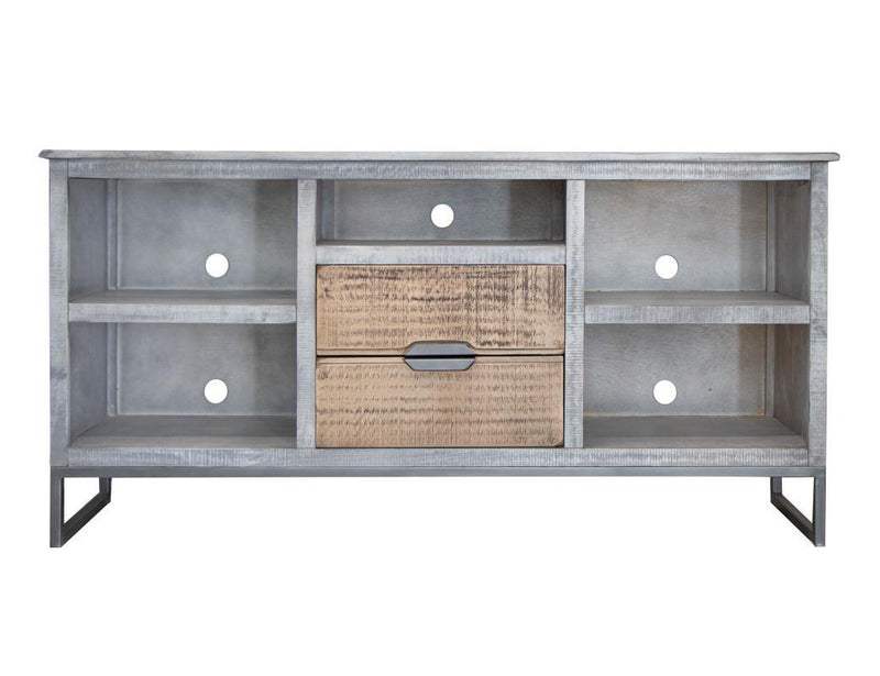 Mita TV stand with five shelves and two drawers from International Furniture Direct, made of wood with a dark finish.
