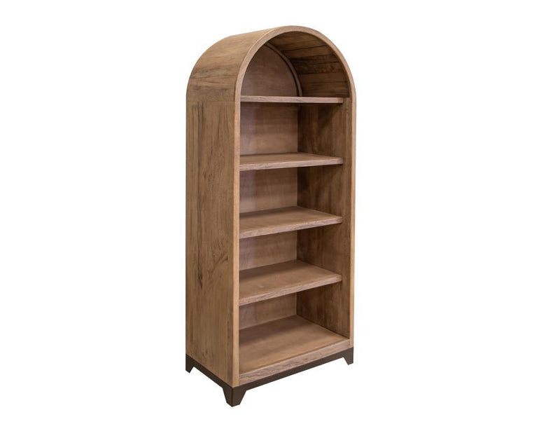 Natural Parota wood bookcase with five shelves from International Furniture Direct, showcasing a stylish, spacious storage unit.