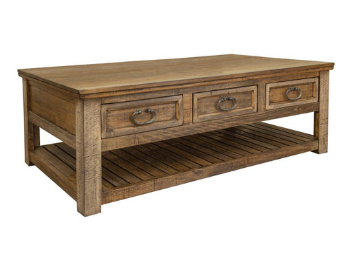 Montana 6-drawer cocktail table by International Furniture Direct with a rustic wood finish and modern design.