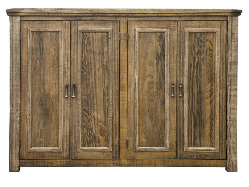 International Furniture Direct Montana Console with four doors, crafted in warm wood finish, stylish storage for living room or hallway.