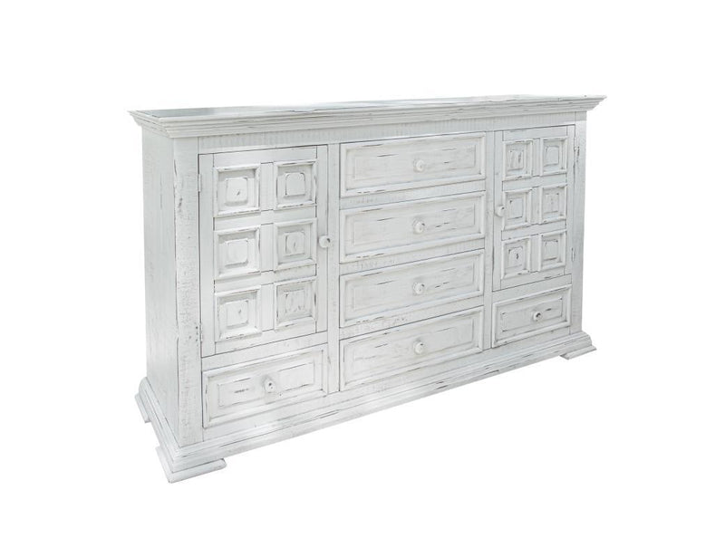 Terra White 6-Drawer and 2-Door Dresser by International Furniture Direct showing a spacious, stylish bedroom storage piece