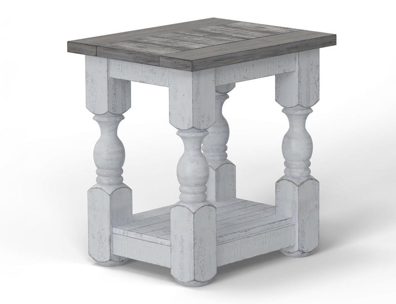 Stone chairside end table by International Furniture Direct with a rustic design and natural stone top.