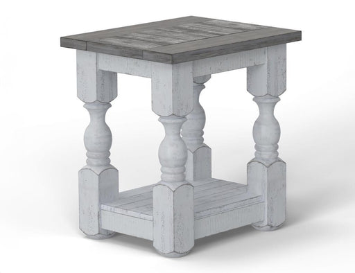 Stone chairside end table by International Furniture Direct with a rustic design and natural stone top.