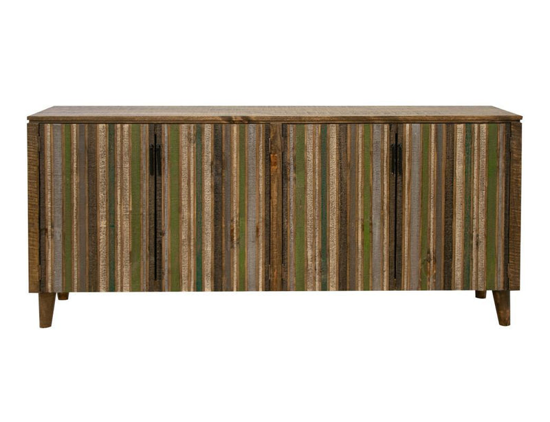 Colorful Tiza 4 Doors console by International Furniture Direct featuring a green frame and multicolor door panels.