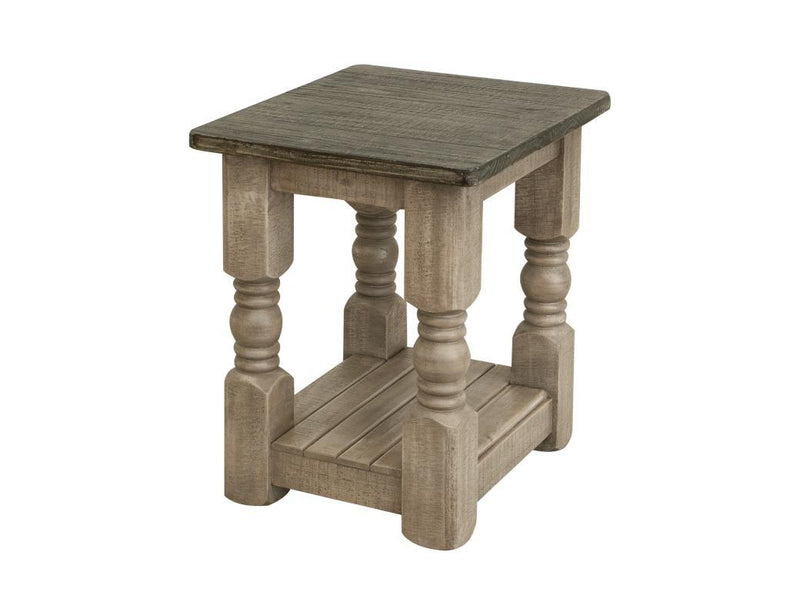 Natural stone end table by International Furniture Direct, 18-inch chairside table with a rustic design and smooth surface.