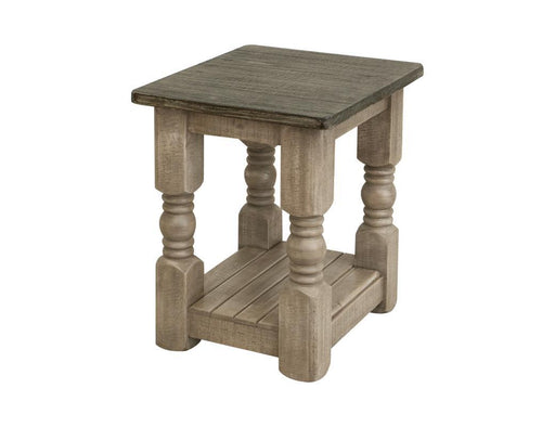Natural stone end table by International Furniture Direct, 18-inch chairside table with a rustic design and smooth surface.