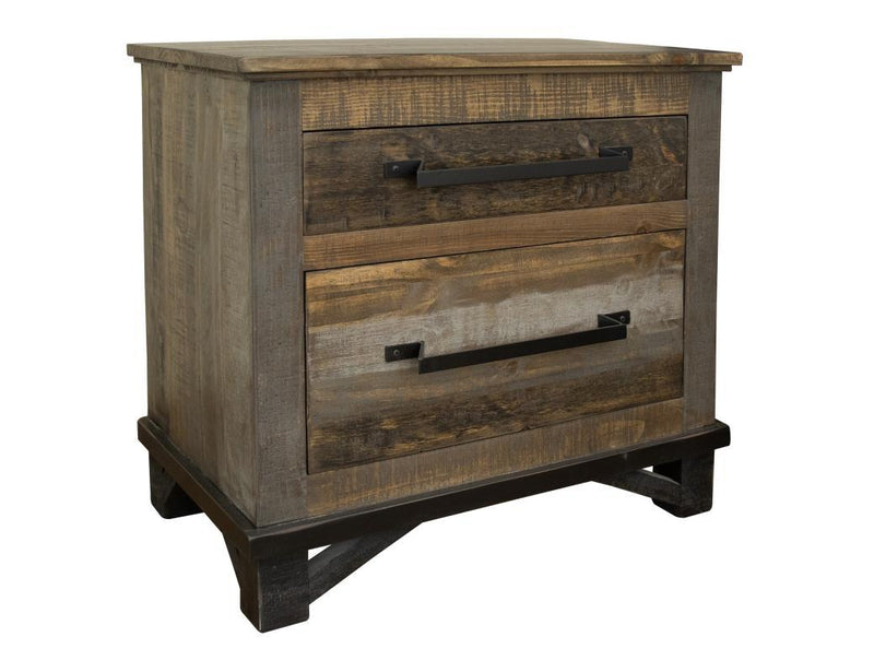 Loft Brown 2 Drawer Nightstand by International Furniture Direct showing a wooden bedside table with two drawers and a modern design.