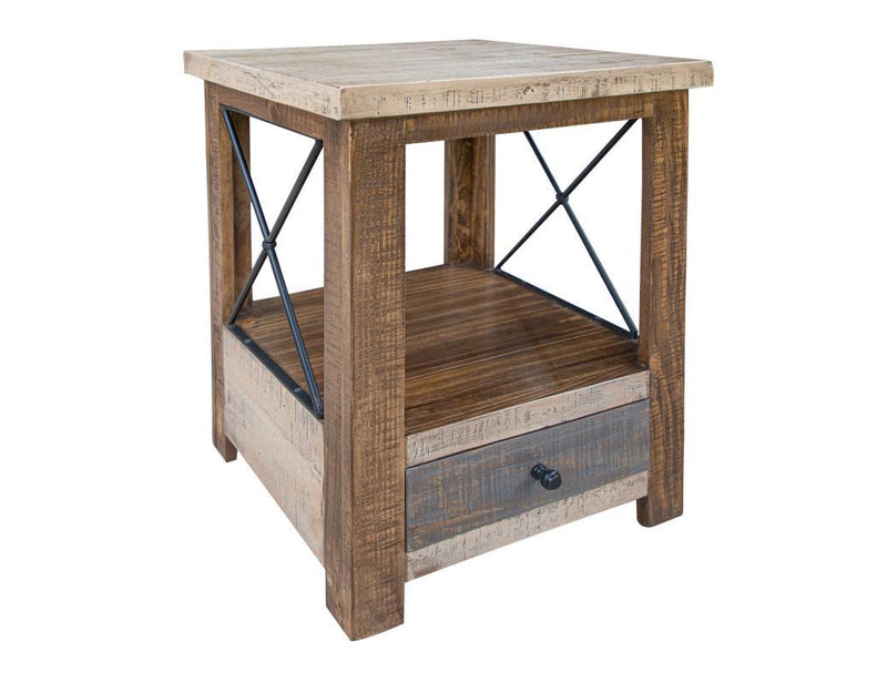 Andaluz 1 Drawer End Table by International Furniture Direct featuring a wooden finish and a single drawer for storage.