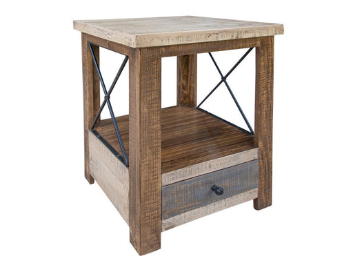 Andaluz 1 Drawer End Table by International Furniture Direct featuring a wooden finish and a single drawer for storage.