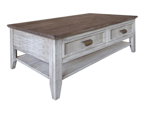 International Furniture Direct Sahara 4-Drawer Cocktail Table with shelf, modern wood accent table for living room decor