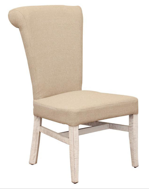 International Furniture Direct ivory accent chair with a handle behind the backrest, featuring a classic and elegant design.