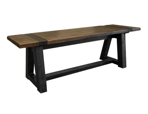 Solid wood bench by International Furniture Direct with a rustic finish, perfect for entryways or living rooms.