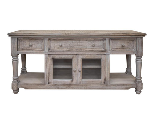 White Sea finish Aruba 70-inch TV stand with 3 drawers and 2 doors by International Furniture Direct, showcasing a modern storage design