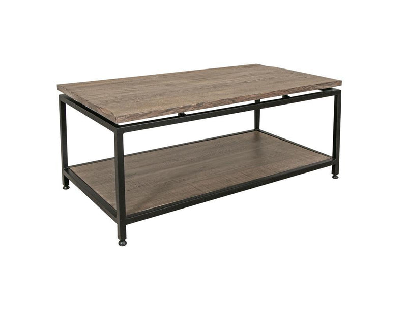 Blacksmith cocktail table with shelf by International Furniture Direct, featuring a rustic black finish and sturdy wooden construction.