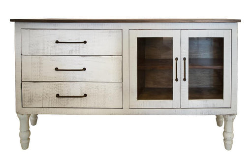 White Rock Valley console with 3 drawers, 2 doors, and turned legs by International Furniture Direct.
