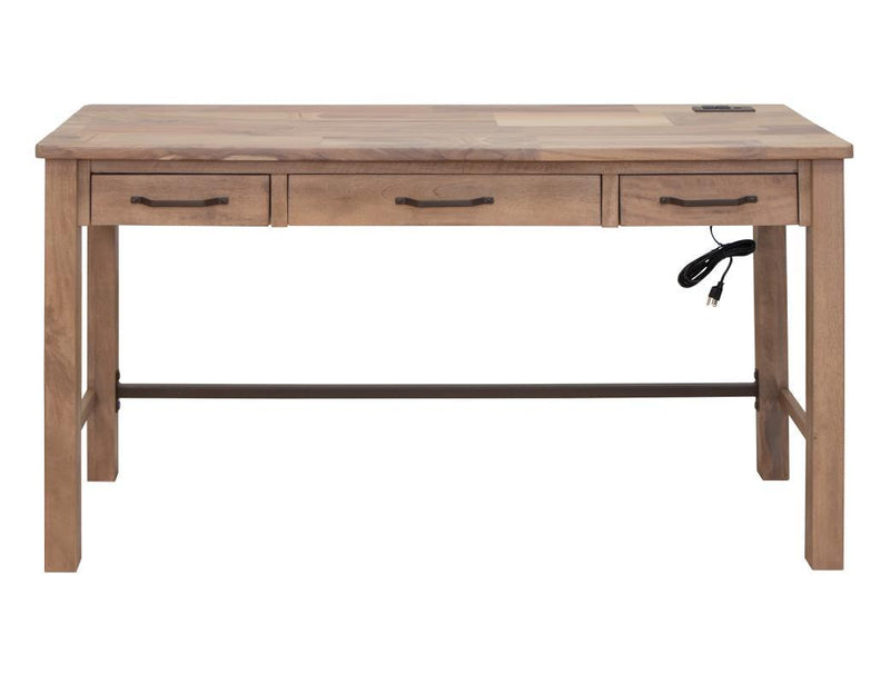 Natural Parota wood desk with three drawers by International Furniture Direct, showcasing a stylish and functional home office workspace.